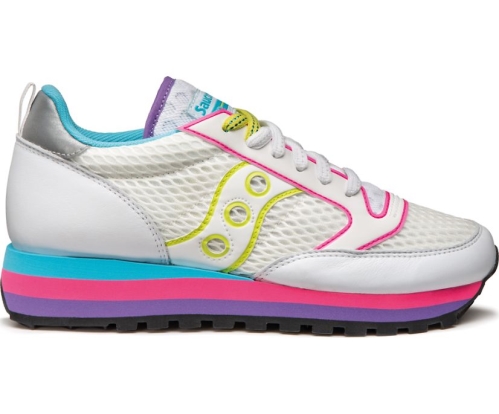 Tenis Saucony Jazz Triple Mujer Zapatos Originales Blancas / Neon México MX-206-RW